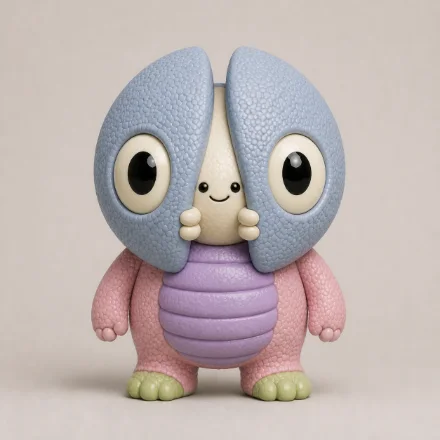 Shutter Bean Pipsqueak: a pastel figure whose shell opens to reveal a small smiling face